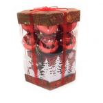 фото Подарочный набор красных ёлочных украшений Шары и подарки 6 см