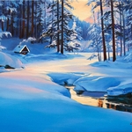 фото Картина "Зимовьё охотника"