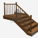 фото Цена отделки п-образной металлической лестницы с площадкой из дуба с деревянным ограждением