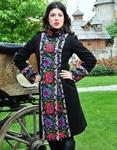 фото Женское пальто с цветочным орнаментом