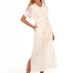 фото Платье льняное женское - Венеция с вышивкой | белое
