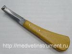 фото Нож копытный обоюдоострый с деревянной ручкой малый