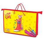 фото Папка-сумка на молнии с веревочными ручками, А4, пластик, для девочек, котенок