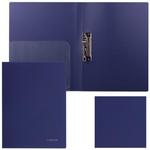 фото Папка с боковым металлическим прижимом и внутренним карманом BRAUBERG (БРАУБЕРГ) "Диагональ", темно-синяя, до 100 листов, 0,6 мм