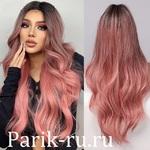 фото Длинный розовый парик из искусственных волос LC313-1