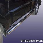 фото Slitkoff Защита порогов d76 с проступями Mitsubishi Pajero 4