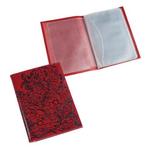фото Бумажник водителя BEFLER "Гипюр", натуральная кожа, тиснение, 6 пластиковых карманов, красный