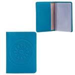 фото Бумажник водителя FABULA "Talisman", натуральная кожа, геометрическое тиснение, 6 пластиковых карманов, голубой