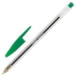 фото Ручка шариковая BIC "Cristal", корпус прозрачный, зеленые детали, толщина письма 0,4 мм, зеленая