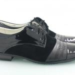 фото Кожаные черные мужские туфли комбинированные М-2