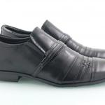 фото Кожаные черные мужские туфли на резинках декор М-4