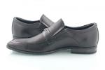 Фото №3 Кожаные черные мужские туфли на резинках декор М-5