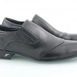 фото Кожаные черные мужские туфли на резинках строчка T-16
