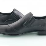 Фото №2 Кожаные черные мужские туфли на резинках строчка T-16