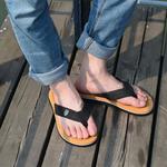 фото Новый мужской дышащий летом сандалии и тапочки кожа Повседневная обувь Корейский приливных щипок флопы занос обувь мужчин