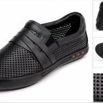 фото Повседневные мужские летние полые отверстия дышащая обувь мода Корейский кожа ноги Англии бизнес кожа обувь черный