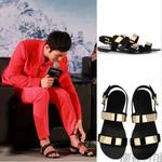 фото Хуан Сяомин GZ Сандалии мужские летние тенденции обувь заклепки Сандалии мужские Металлические блестки римские сандалии