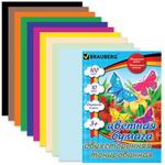 фото Цветная бумага, А4, двухсторонняя, тонированная, склейка, 100 листов, 10 цветов, BRAUBERG (БРАУБЕРГ) "Kids series", 210х297 мм