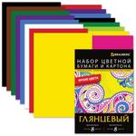 фото Цветная бумага и цветной картон, А4, мелованные, 8+8 листов, 8+8 цветов, BRAUBERG (БРАУБЕРГ), 200х290 мм