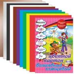 фото Цветной картон, А4, мелованный волшебный, 10 листов, 10 цветов, BRAUBERG (БРАУБЕРГ) "Kids series", "Кот", 200х290 мм