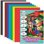 фото Цветной картон, А3, 8 листов, 8 цветов, BRAUBERG (БРАУБЕРГ) "Kids series", "Веселые человечки", 297х420 мм