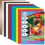 фото Цветной картон, А3, мелованный, 10 листов, 10 цветов, BRAUBERG (БРАУБЕРГ) "Kids series", "Дракон и дети", 297х420 мм