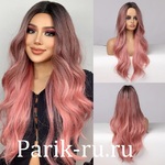 Фото №5 Длинный розовый парик из искусственных волос LC313-1