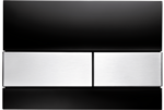 фото TECEsquare, панель смыва с двумя клавишами стеклянная, цвет: стекло черное, клавиши нержав.сталь