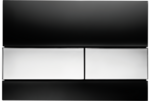 фото TECEsquare, панель смыва с двумя клавишами стеклянная, цвет: стекло черное, клавиши хром глянцевый