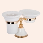 фото TW Harmony 141, настольный держатель с мыльницей и стаканом, керамика (бел), цвет: белый/золото