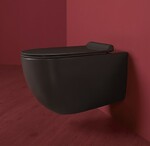 фото SIMAS Vignoni Унитаз подвесной безободковый 56*36,5см, с черным сиденьем микролифт, фурнитура хром