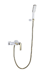 фото Смеситель для ванны Boheme Venturo 383-W с душ.гарнитуром белый-золото