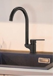 фото Смеситель GPD Atros MTE65-SG, для кухонной мойки, черный гранит