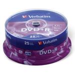 фото Диск DVD+R (плюс) VERBATIM, 4,7 Gb, 16x, 25 шт., Cake Box