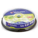 фото Диск CD-RW VERBATIM, 700 Mb, 12х, 10 шт., Cake Box