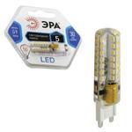 фото Лампа светодиодная ЭРА, 5 (50) Вт, цоколь G9, JCD, холодный белый свет, 30000 ч., LED smdJCD-5w-corn-840-G9