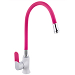 фото Смеситель для кухни MATRIX SMF-323317/WT-PK 40 мм (розовый силиконовый излив) ручка 5 цветов