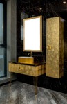 фото Armadi Art Lucido 853-100-GF Столешница стекло 100см прямая Поталированный Золотой