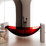 фото Прозрачная ванна ABBER Kristall AT9704Rubin подвесная красная