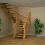 Фото №2 Лестница с поворотом на 180 градусов с деревянным ограждением