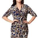 фото Платье 2-004М2. Леопард/синий. 58 размер