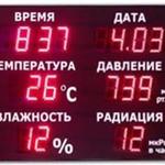 фото Электронное Метеотабло 1000*800*90мм, высота цифр 210мм, 3 индикатора (время/дата, температура в Зеленый