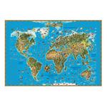 фото Карта настенная для детей "Мир", размер 116х79 см, ламинированная