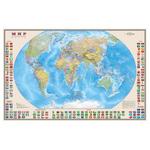 фото Карта настенная "Мир. Политическая карта с флагами", М-1:30 млн., размер 122х79 см, ламинированная