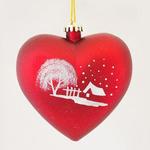 фото Новогодняя игрушка Сердце матовое с рисунком, диаметр 300 мм