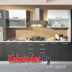 фото Кухня с акриловыми фасадами Серый металлик - белый