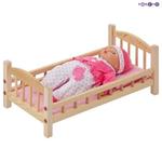 Фото №2 Классическая кроватка для кукол, розовый текстиль (PFD116)
