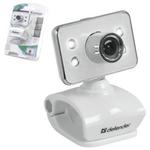 фото Веб-камера DEFENDER G-lens 321-I, 0.3 Мп, микрофон, USB 2.0, подсветка, регулируемое крепление, белая