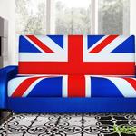 Фото №4 Диван Британский флаг - 3 (синяя экокожа)