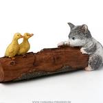 фото Фигурка кошка и две утки высота 5 см.